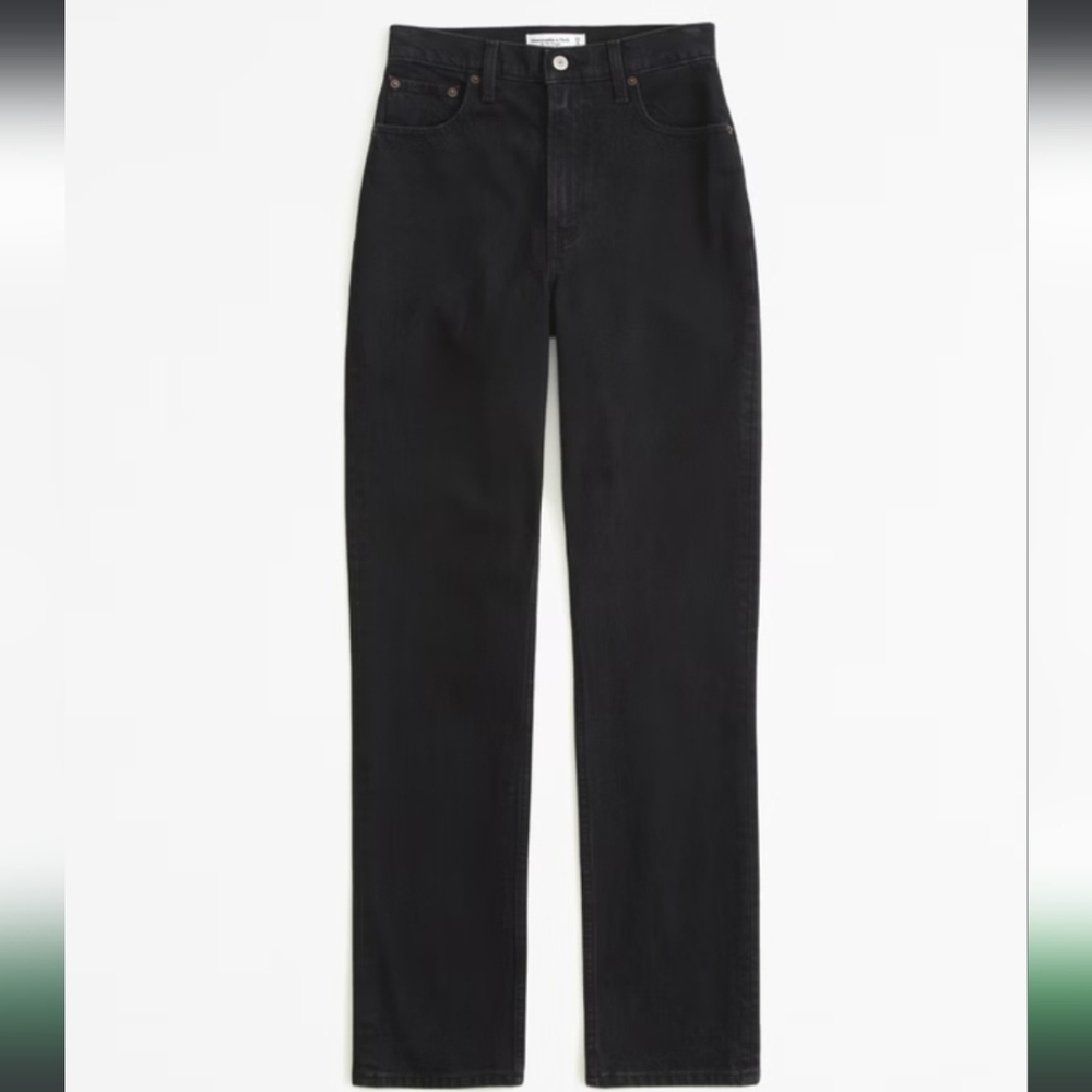 NWT Abercrombie & Fitch The 90s Straight Ultra High Rise Black Jeans Size 28 6R